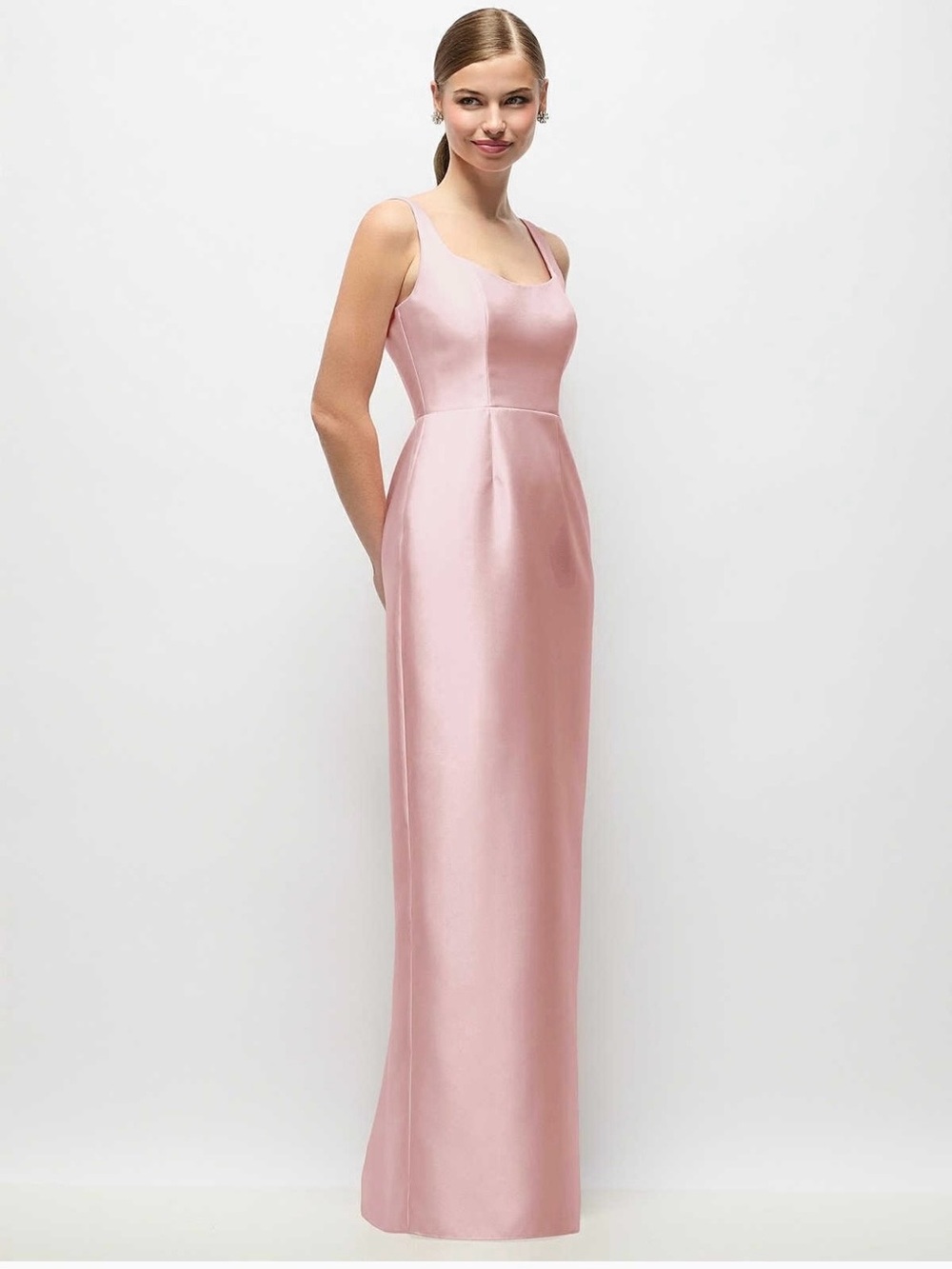 ALFRED SUNG Ballet Pink Satin Maxi Dress- NWT - Picture 3 of 11